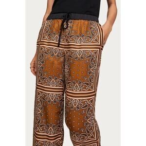 Scotch & Soda Brown Bandana Print Wide Leg Pants